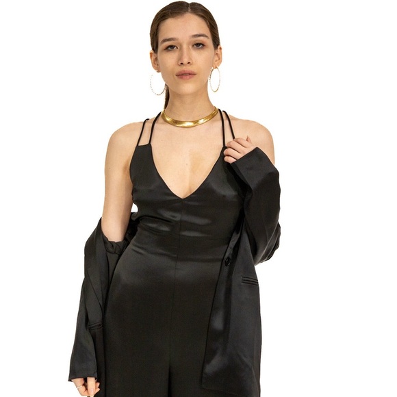 Black Satin Jumpsuit - Picture 4 of 4